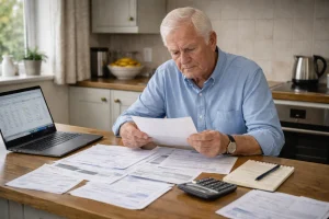 An old man reviewing finances