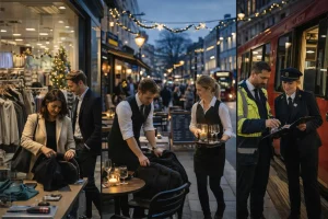 Working people on new year's eve