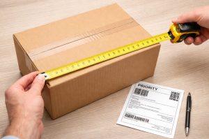 Measuring a parcel to avoid Evri size and weight surcharges.