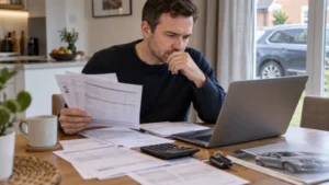 Motorist reviewing car finance claim documents
