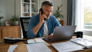 Claimant discussing an enhanced Universal Credit review by telephone