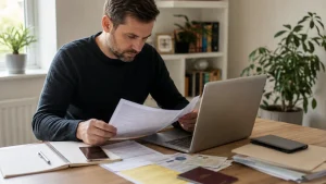 Claimant preparing documents for a Universal Credit enhanced review