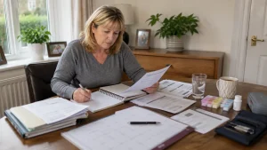 Claimant preparing paperwork for a PIP assessment.