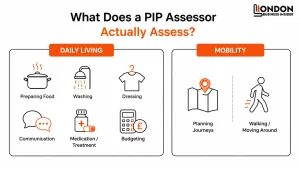 PIP daily living and mobility assessment infographic